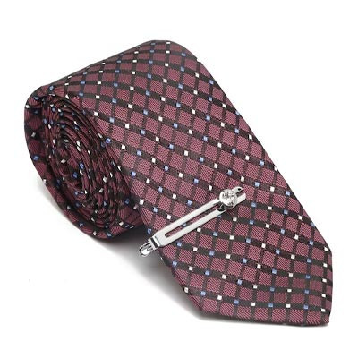 Men Red & White Printed Skinny Tie