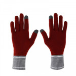 Red Acrylic Solid Knitted Smart Screen-Compatible Sports Gloves