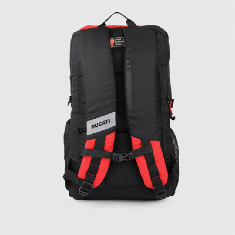 Unisex Black & Red Backpack with Compression Straps