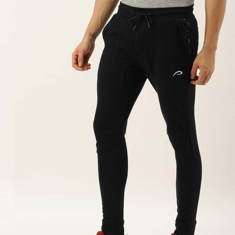 Men Black Slim Fit Solid Joggers