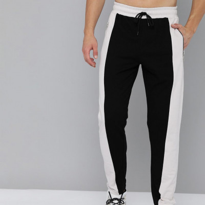 "Men Black & White Pure Cotton Track Pants "