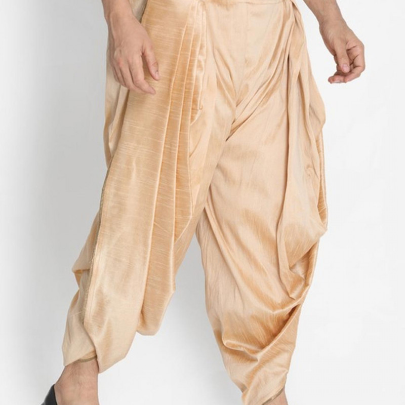 Men Gold-Toned Pleated Solid Dhoti