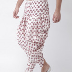 Men Off White & Maroon Printed Dhoti