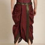 "Men Burgundy Solid Cotton Dhoti Pants "